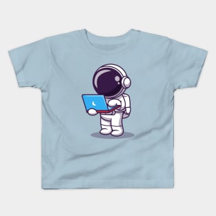 Cute Astronaut Working On Laptop (2) Kids T-Shirt